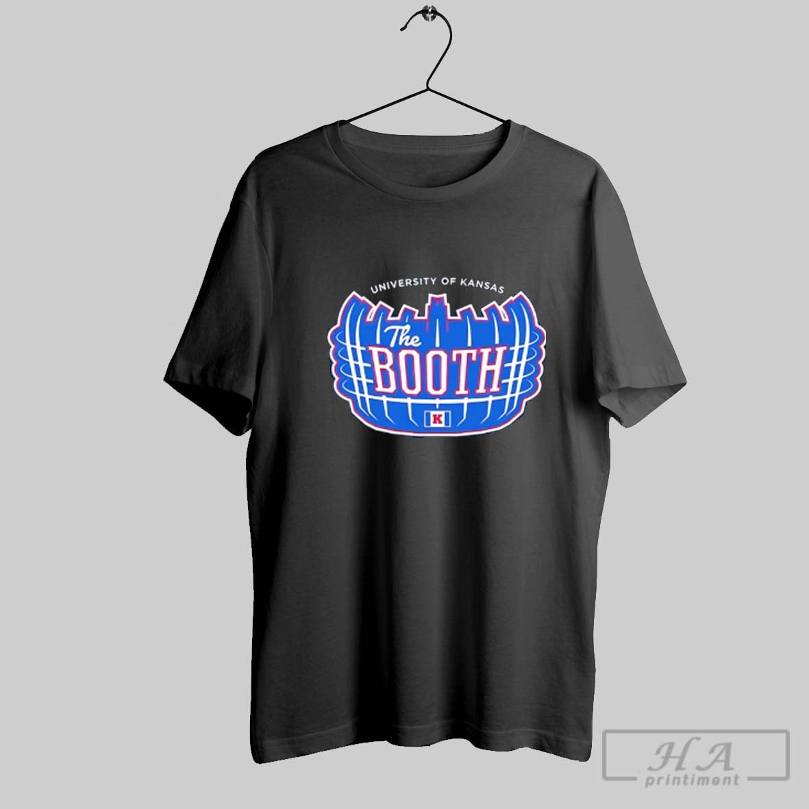 Official Kansas Jayhawks Football The Booth Logo Unisex T-shirt, Sweatshirt, Hoodie, Long Sleeve Tee - T-Shirt, Sweatshirt, Hoodie