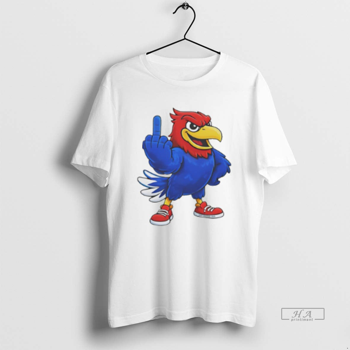 Official Kansas Jayhawks Middle Finger Mascot - T-Shirt, Sweatshirt, Hoodie