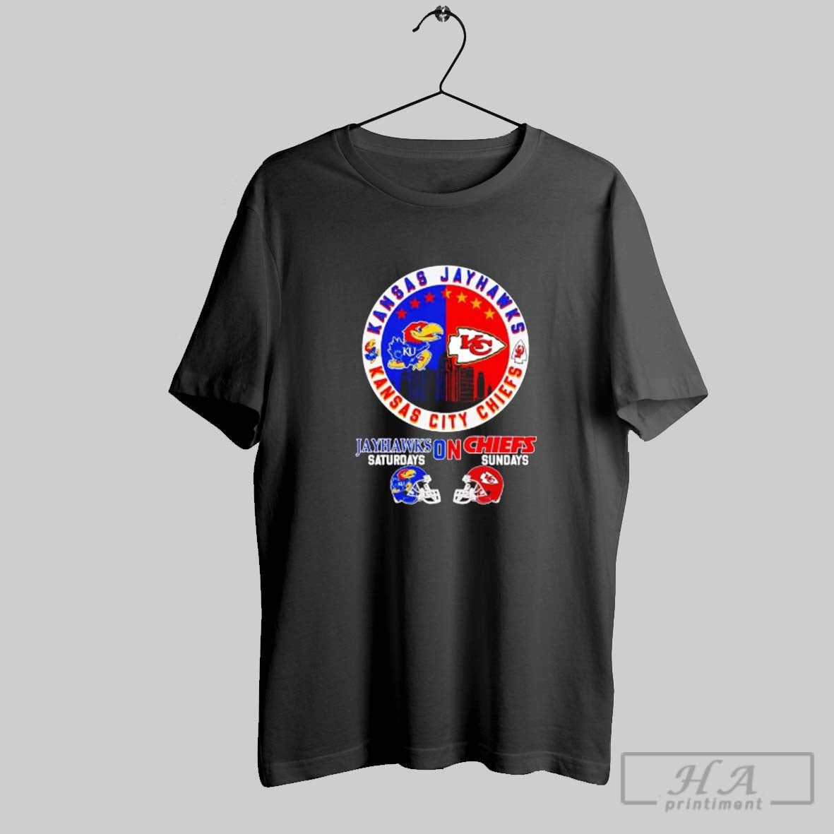 Official Kansas Jayhawks On Saturdays Kansas City Chiefs On Sundays Unisex T-shirt, Sweatshirt, Hoodie, Long Sleeve Tee - T-Shirt, Sweatshirt, Hoodie
