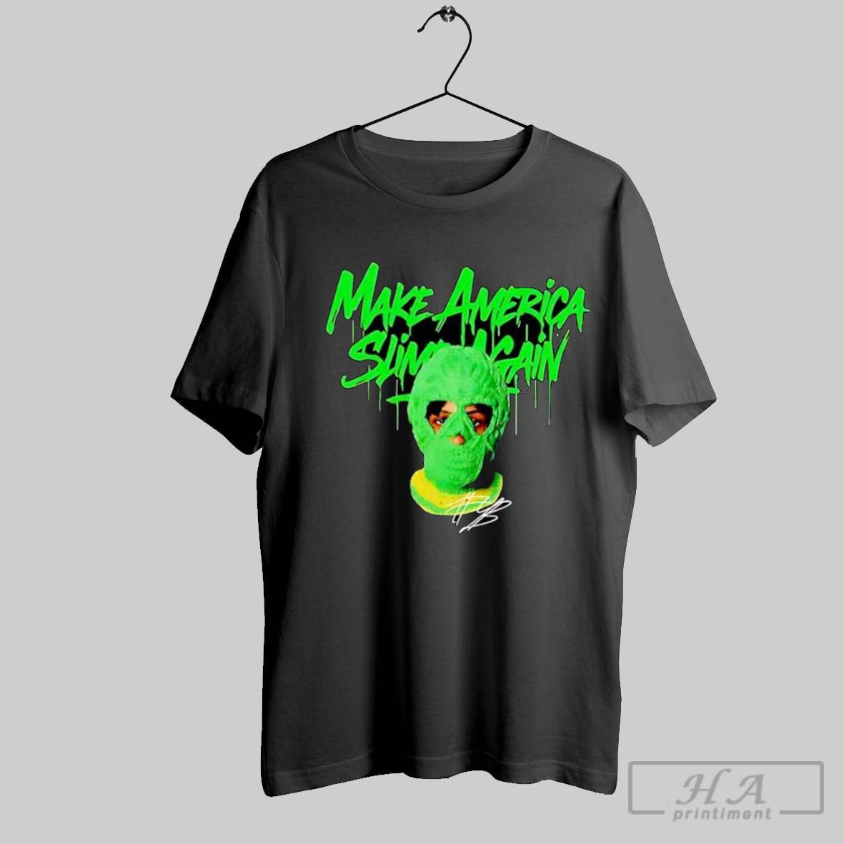 Official Make America Slime Again Rapper Mask Unisex T-shirt, Sweatshirt, Hoodie, Long Sleeve Tee - T-Shirt, Sweatshirt, Hoodie
