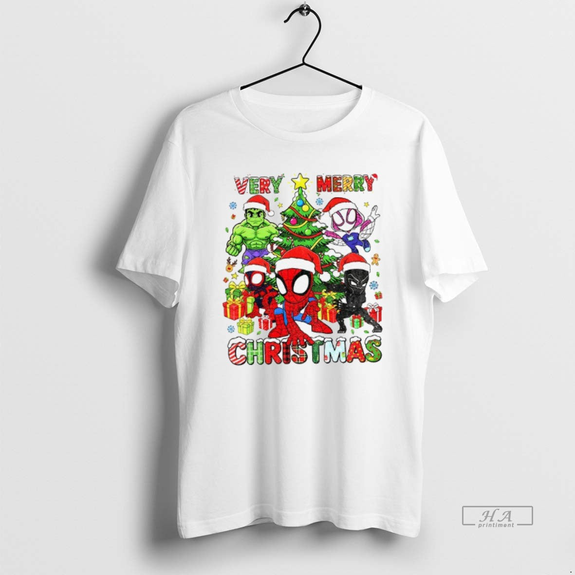Official Mavel Very Merry Christmas Spidey And His Amazing Friends The Avengers - T-Shirt, Sweatshirt, Hoodie