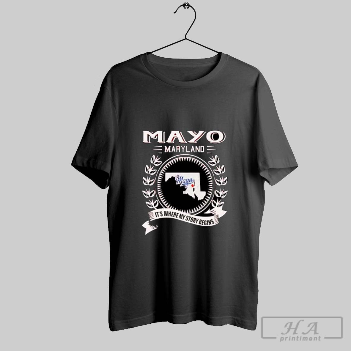 Official Mayo Maryland Its Where My Story Begins Location Graphic Posters Black Unisex T-shirt, Sweatshirt, Hoodie, Long Sleeve Tee - T-Shirt, Sweatshirt, Hoodie