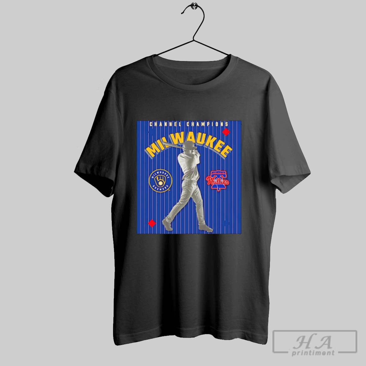 Official Milwaukee Brewers Vs Philadelphia Phillies Channel Champions 2025 Unisex T-shirt, Sweatshirt, Hoodie, Long Sleeve Tee - T-Shirt, Sweatshirt, Hoodie