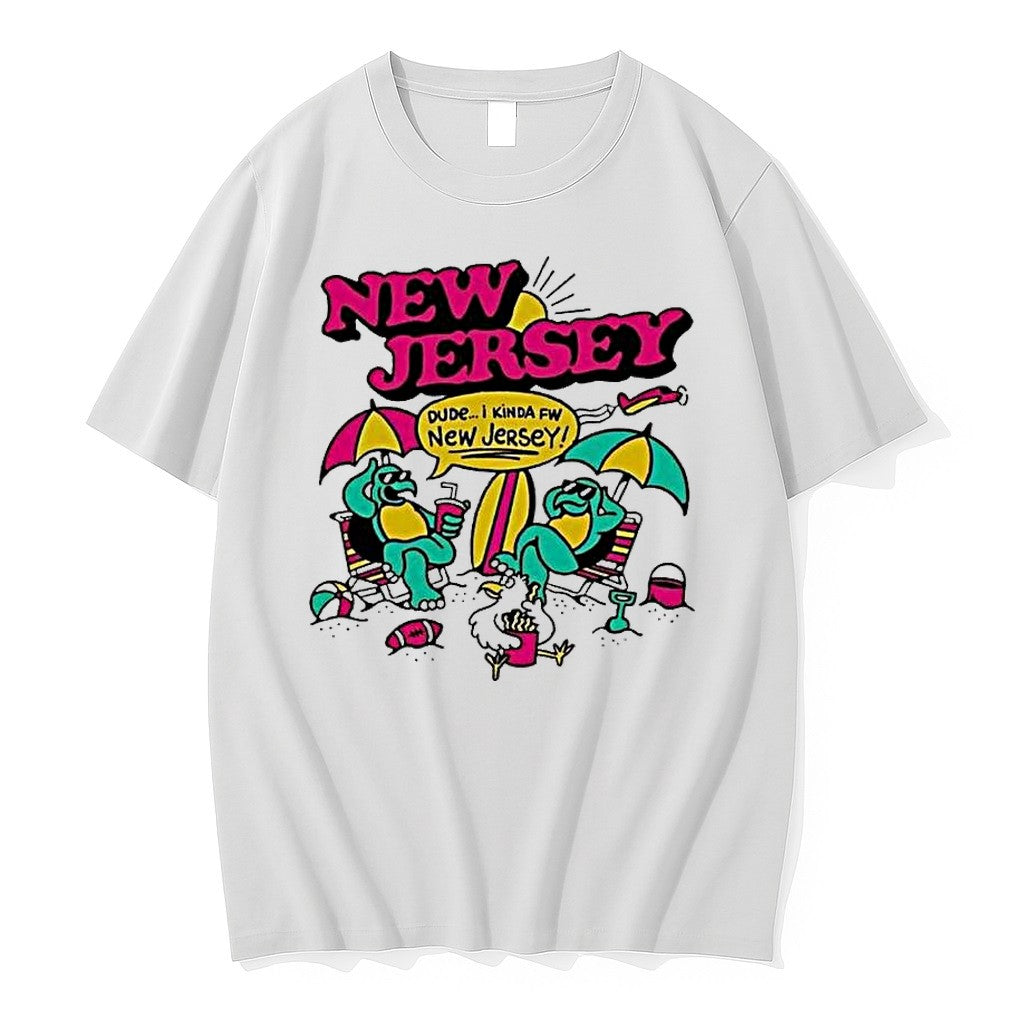 Official New Jersey Dude I Kinda Fw Beach Summer - Adult & Kids T-Shirts, Sweatshirts & Hoodies apparel design preview 1