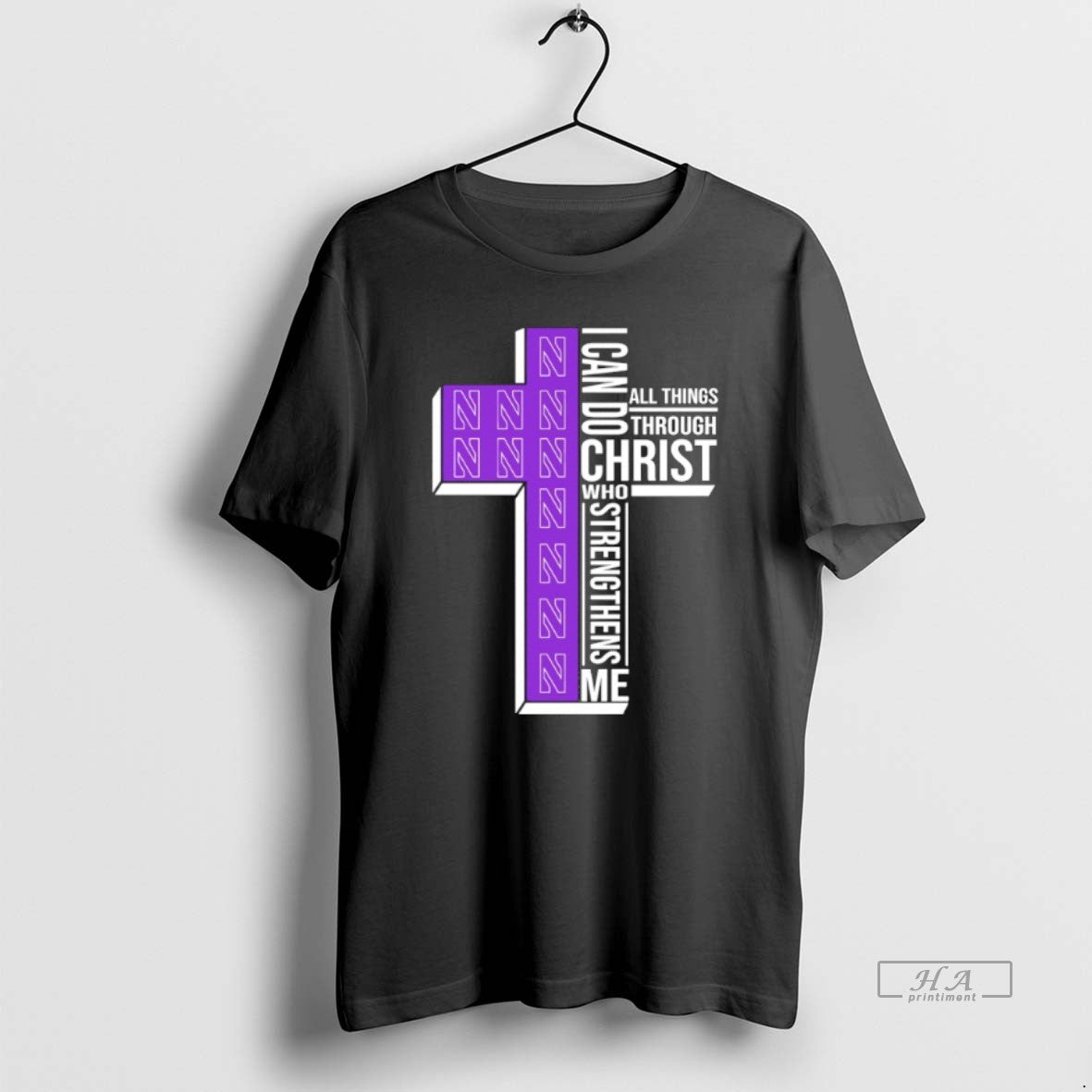 Official Northwestern Wildcats Cross I Can Do All Things Through Christ Who Strengthen Me - T-Shirt, Sweatshirt, Hoodie