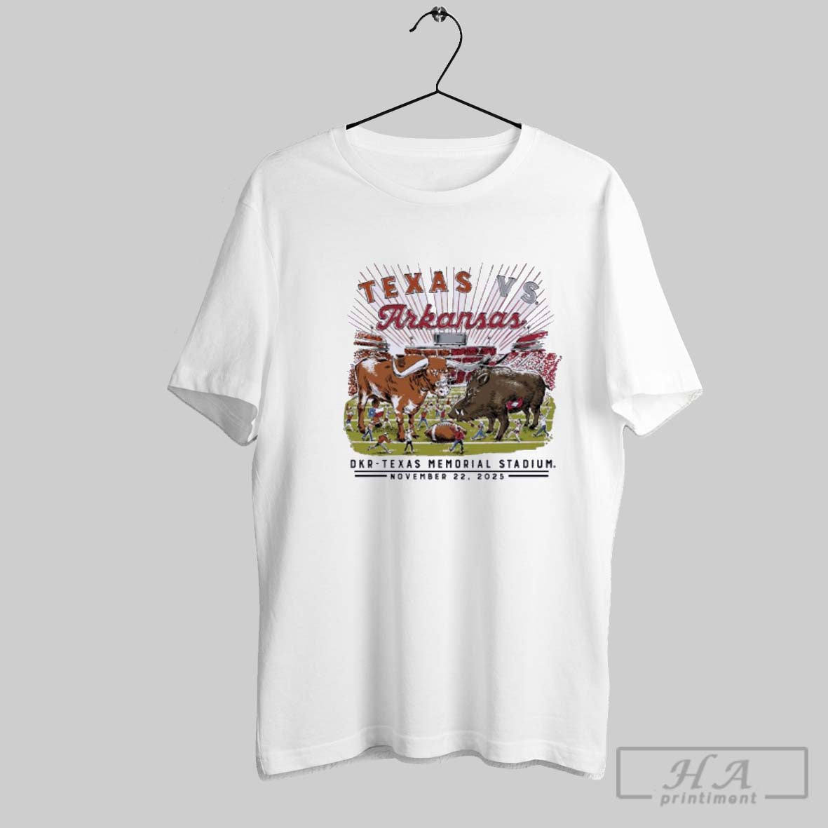 Official Official Arkansas Vs Texas Longhorns Game Day 2025 November 22 Shirt Tee Unisex T-shirt, Sweatshirt, Hoodie, Long Sleeve Tee - T-Shirt, Sweatshirt, Hoodie