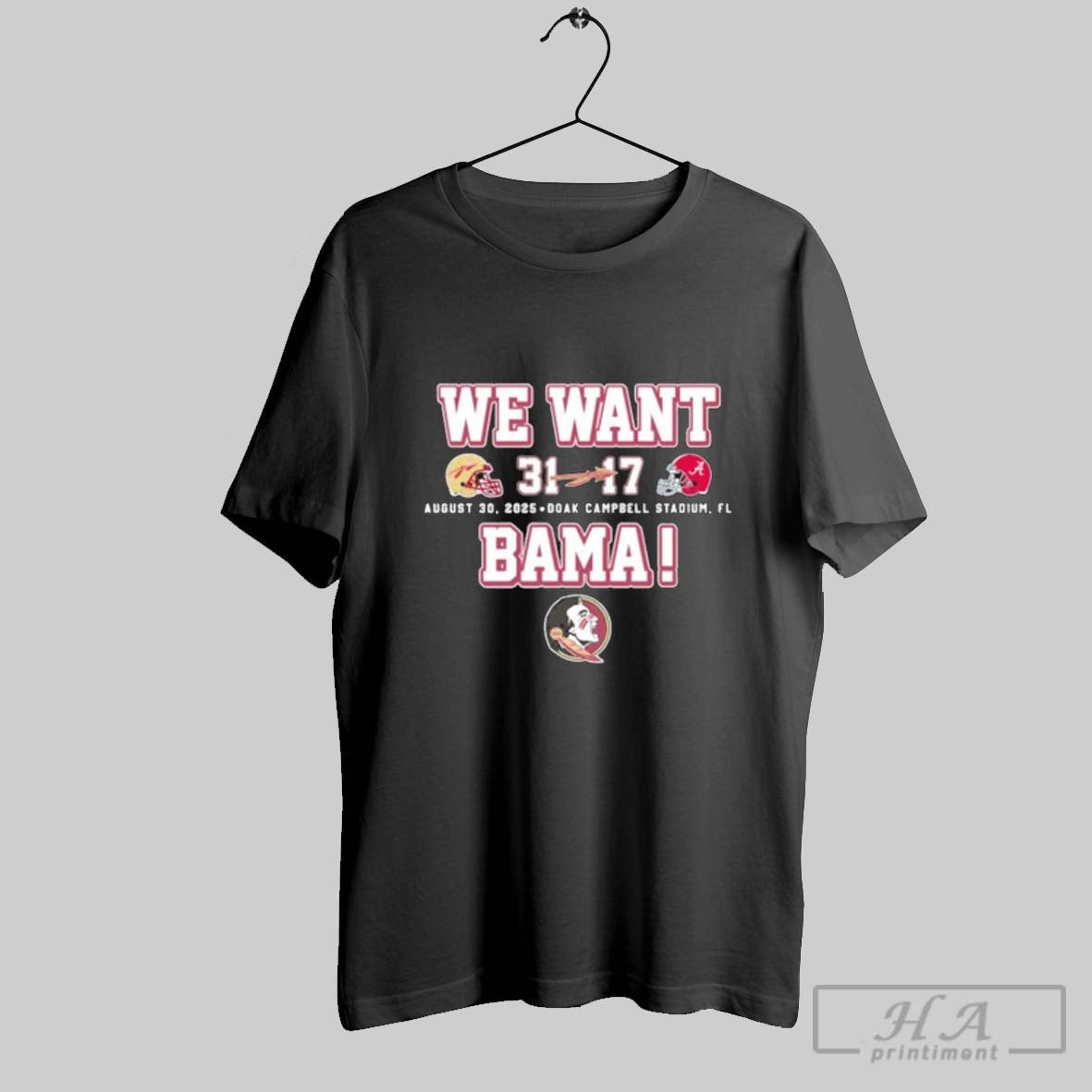 Official Official Florida State Seminoles We Want Bama 31 17 Shirt Tee Unisex T-shirt, Sweatshirt, Hoodie, Long Sleeve Tee - T-Shirt, Sweatshirt, Hoodie