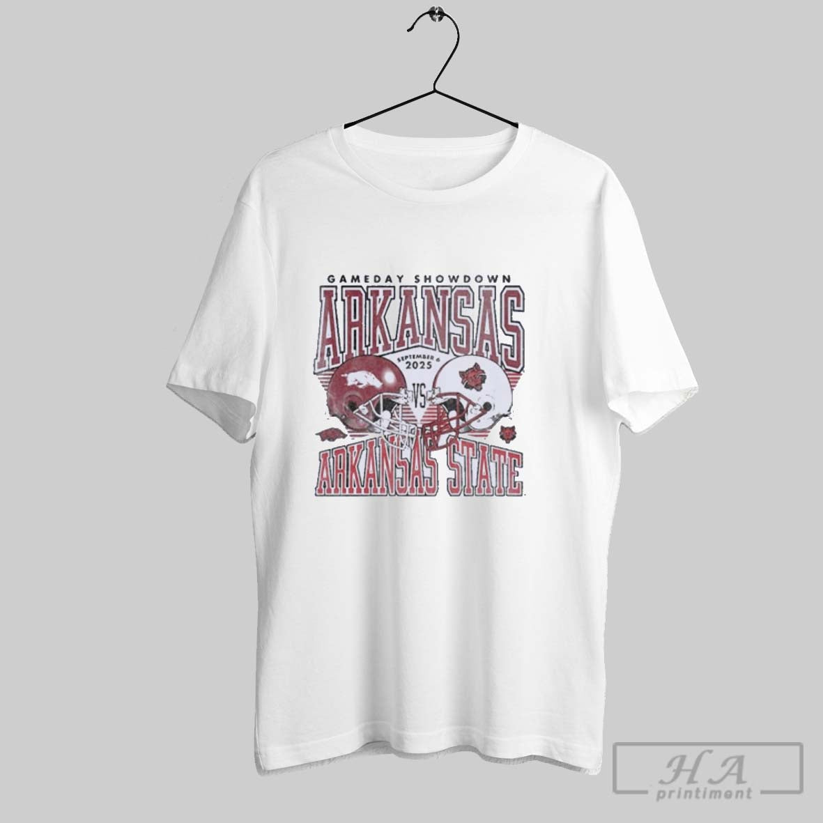 Official Official Gameday Arkansas Vs Arkansas State September 6 2025 Duel Helmet Shirt Tee - T-Shirt, Sweatshirt, Hoodie