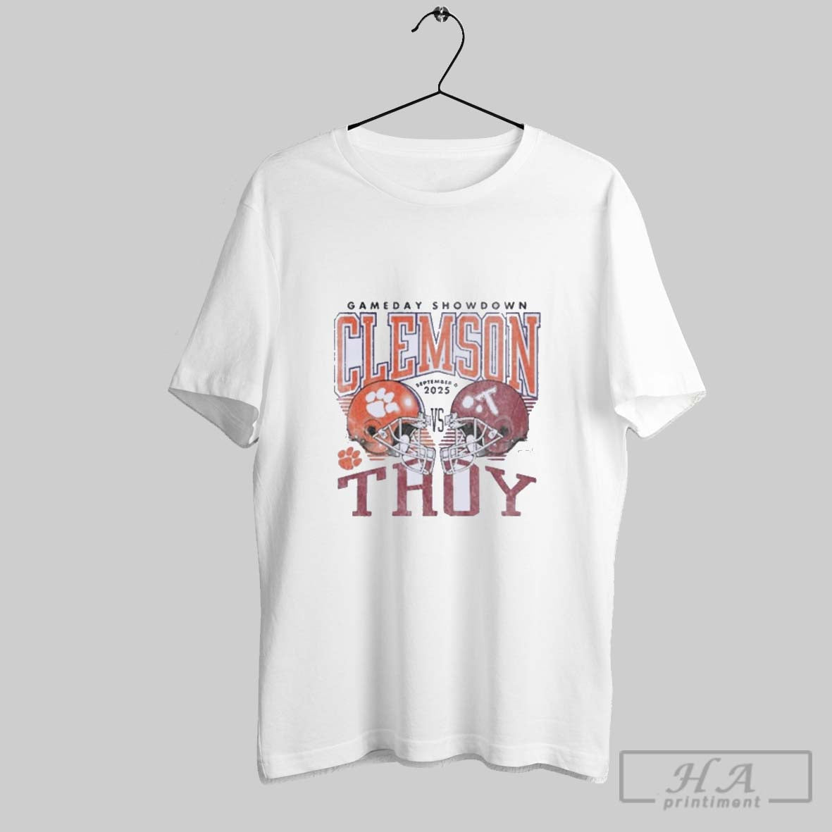 Official Official Gameday Clemson Vs Troy September 6 2025 Duel Helmet Shirt Tee Unisex T-shirt, Sweatshirt, Hoodie, Long Sleeve Tee - T-Shirt, Sweatshirt, Hoodie