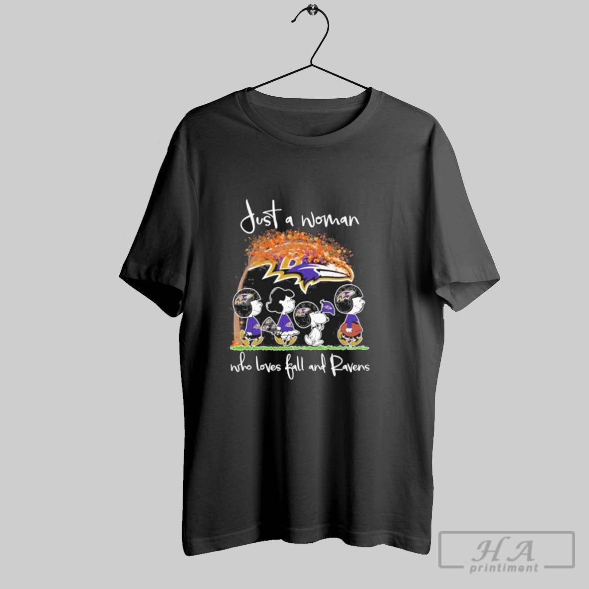 Official Official Just A Woman Who Loves Fall And Baltimore Ravens X The Peanuts Walking Unisex T-shirt, Sweatshirt, Hoodie, Long Sleeve Tee - T-Shirt, Sweatshirt, Hoodie
