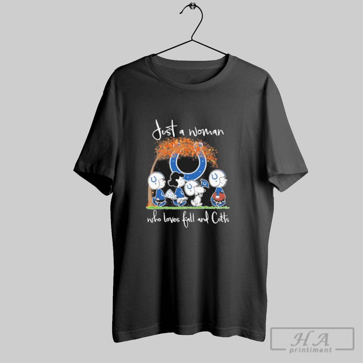 Official Official Just A Woman Who Loves Fall And Indianapolis Colts X The Peanuts Walking - T-Shirt, Sweatshirt, Hoodie