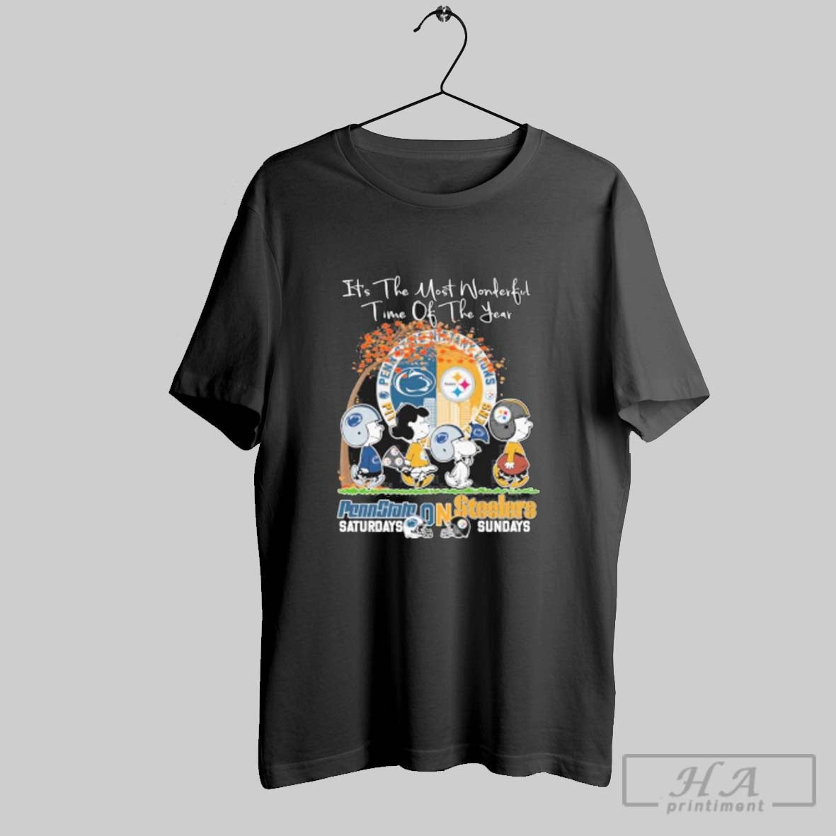 Official Official The Peanuts Walking X Penn State And Steelers Its The Most Wonderful Time - T-Shirt, Sweatshirt, Hoodie