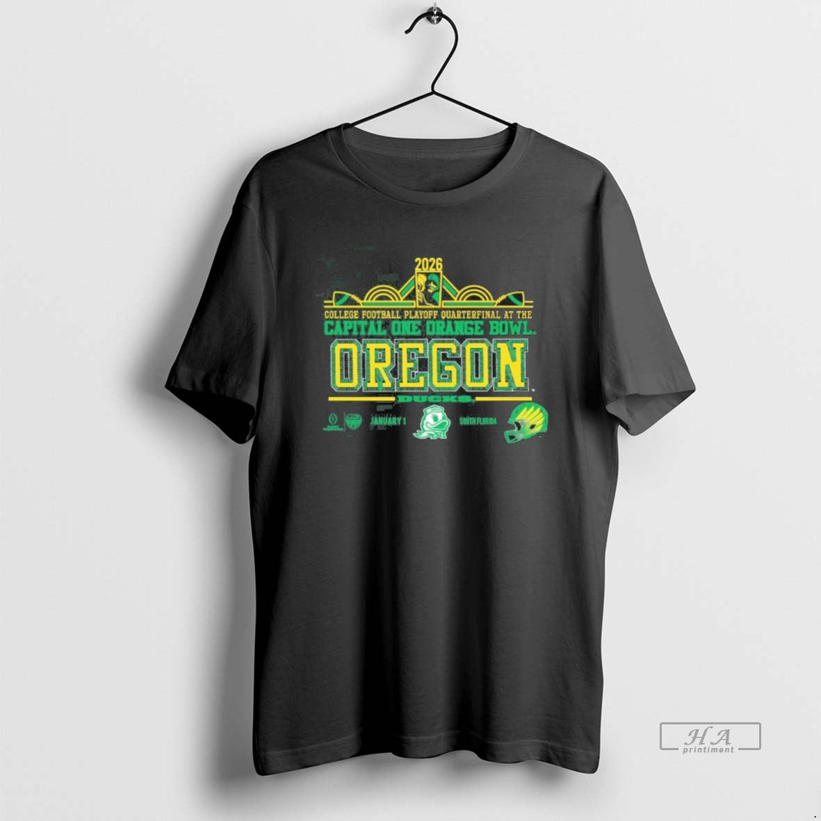 Official Oregon 2026 Cfp Orange Bowl Art Deco Player - T-Shirt, Sweatshirt, Hoodie