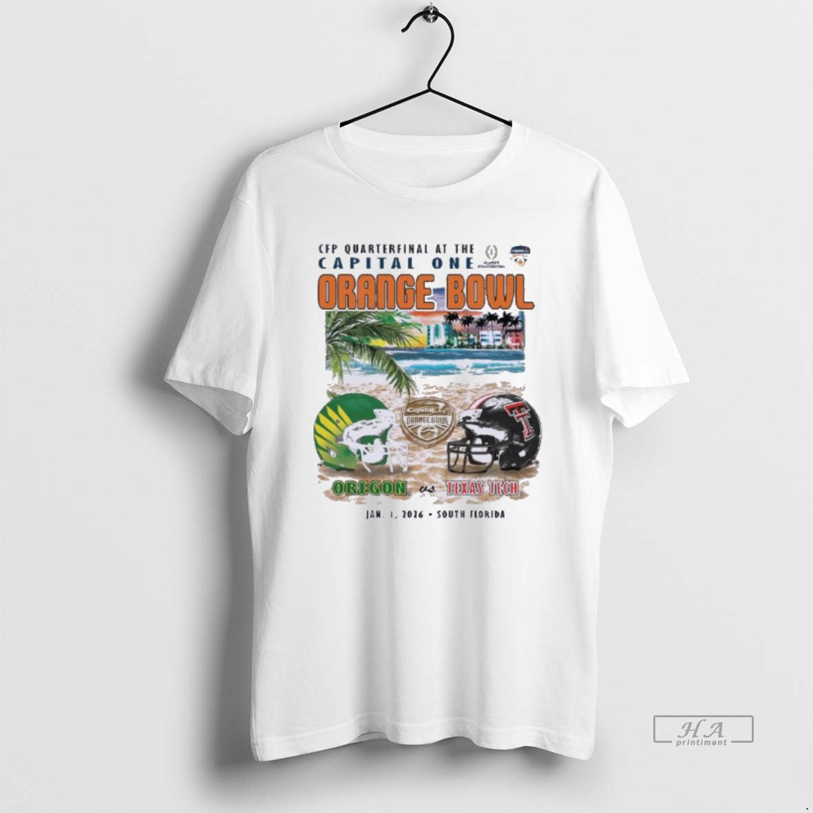 Official Oregon Vs Texas Tech 2026 Orange Bowl Sobe Showdown Beach - T-Shirt, Sweatshirt, Hoodie