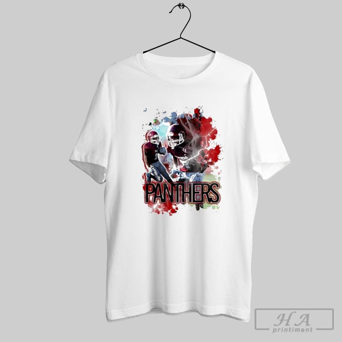 Official Panthers Football Graphic Player On Field And Lightnings Posters White Unisex T-shirt, Sweatshirt, Hoodie, Long Sleeve Tee - T-Shirt, Sweatshirt, Hoodie
