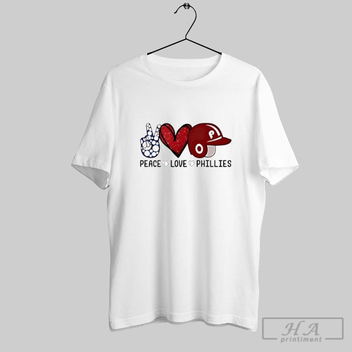 Official Peace Love Phillies Glitter Red Heart Baseball Themed Fan Posters White Unisex T-shirt, Sweatshirt, Hoodie, Long Sleeve Tee - T-Shirt, Sweatshirt, Hoodie