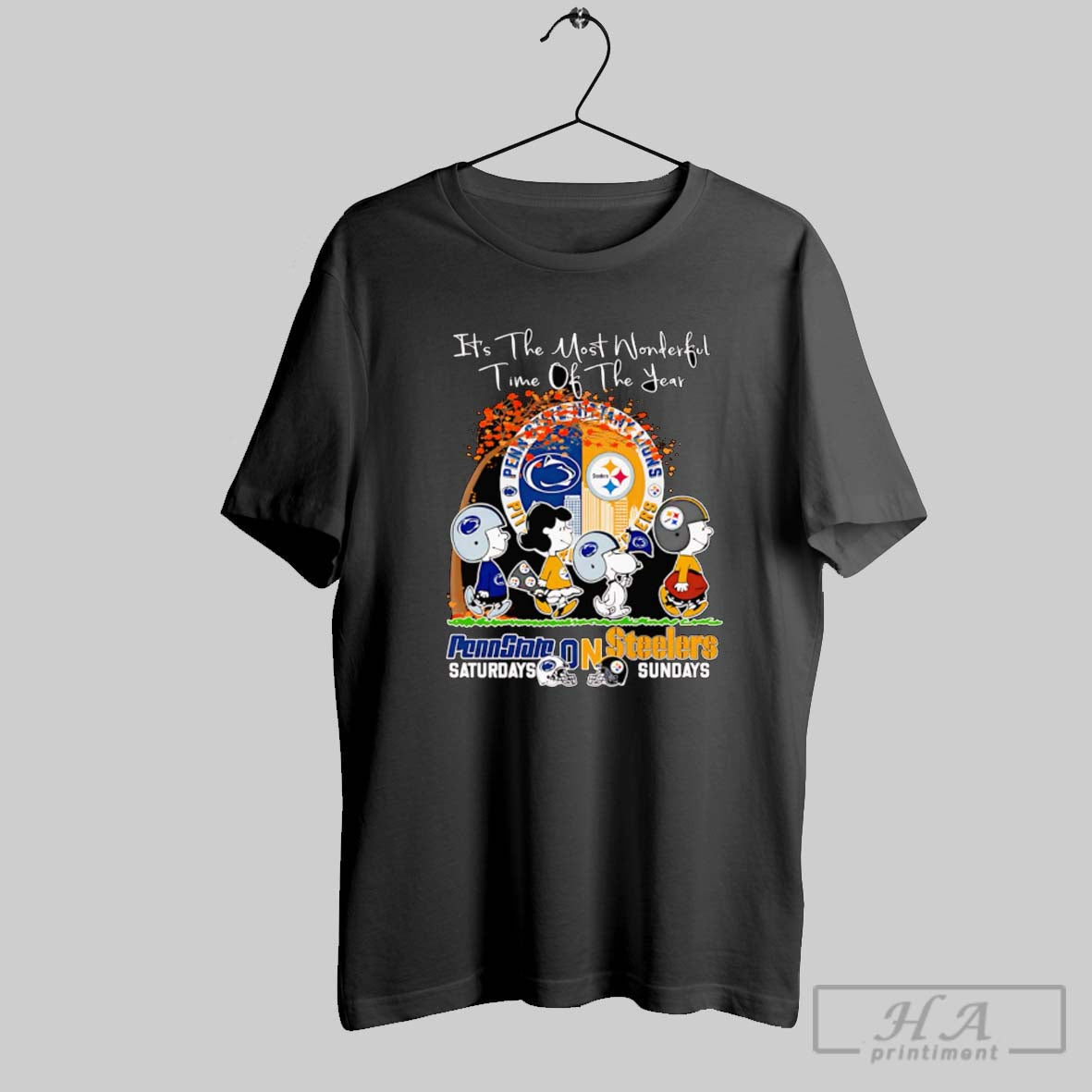 Official Peanuts Its The Most Wonderful Time Of The Year Penn State On Saturdays Steelers Unisex T-shirt, Sweatshirt, Hoodie, Long Sleeve Tee - T-Shirt, Sweatshirt, Hoodie