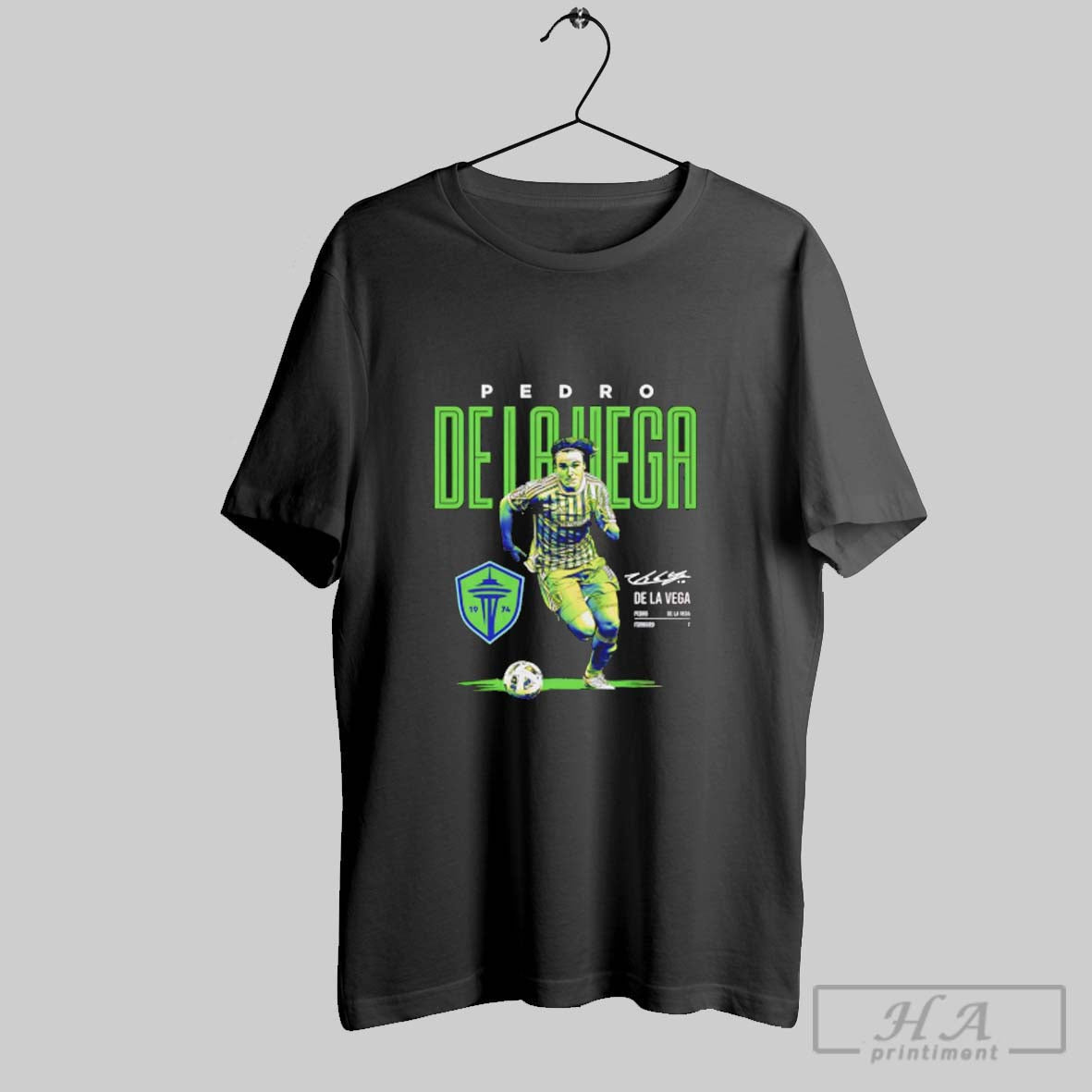 Official Pedro De La Vega Seattle Sounders Fc Bitmap Signature Unisex T-shirt, Sweatshirt, Hoodie, Long Sleeve Tee - T-Shirt, Sweatshirt, Hoodie