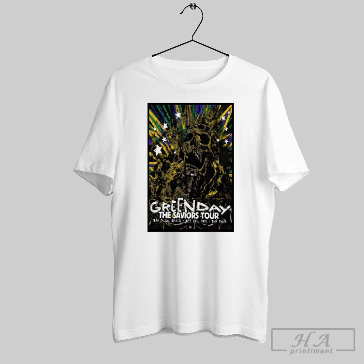 Official Poster Green Day The Saviors Tour The Town Sao Paulo Brazil September 7 2025 Unisex T-shirt, Sweatshirt, Hoodie, Long Sleeve Tee - T-Shirt, Sweatshirt, Hoodie