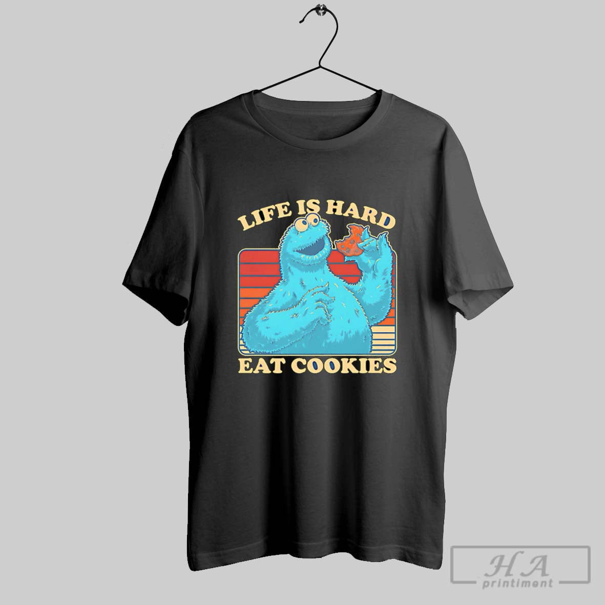 Official Puppet Life Is Hard Eat Cookies Poster Unisex T-shirt, Sweatshirt, Hoodie, Long Sleeve Tee - T-Shirt, Sweatshirt, Hoodie