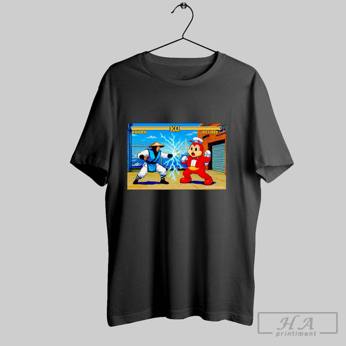 Official Raiden Vs Jollibee Retro Game Unisex T-shirt, Sweatshirt, Hoodie, Long Sleeve Tee - T-Shirt, Sweatshirt, Hoodie