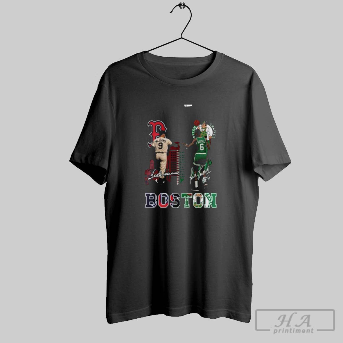 Official Red Sox Ted Williams And Celtics Bill Russell Unisex T-shirt, Sweatshirt, Hoodie, Long Sleeve Tee - T-Shirt, Sweatshirt, Hoodie