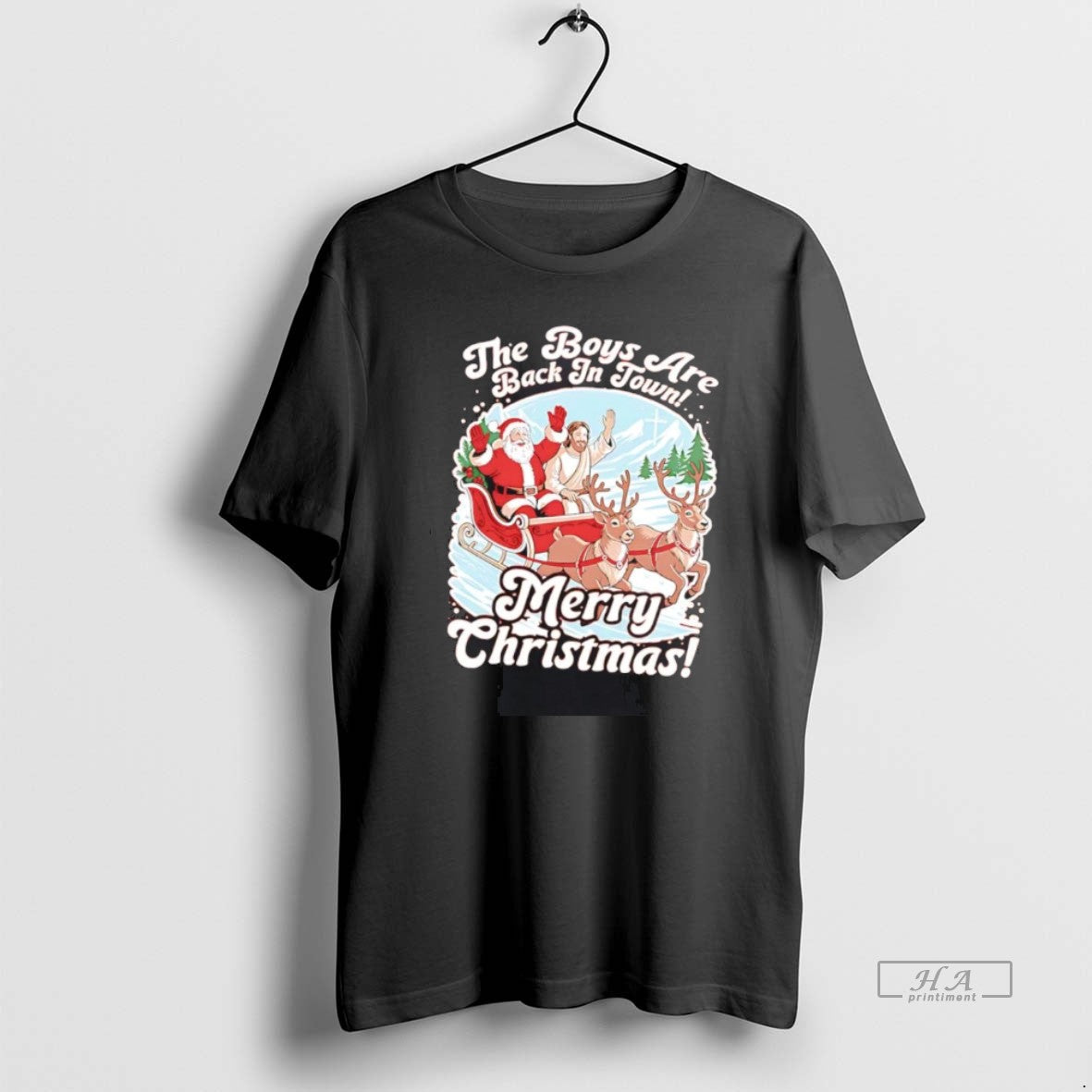 Official Santa Jesus Sleigh The Boys Are Back In Town Merry Christmas - T-Shirt, Sweatshirt, Hoodie
