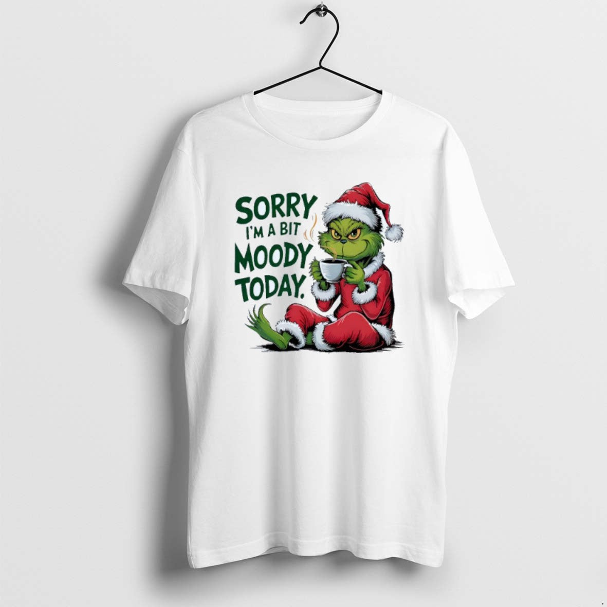 Official Sorry Im A Bit Moody Today Grinch Christmas Mens White - T-Shirt, Sweatshirt, Hoodie