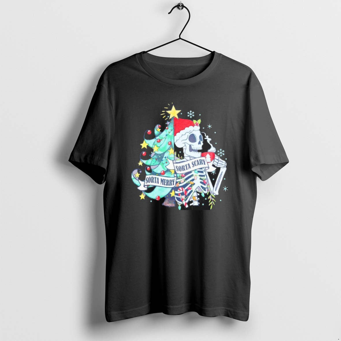 Official Sorta Merry Sorta Scary Skeleton Christmas Blackshirt - T-Shirt, Sweatshirt, Hoodie
