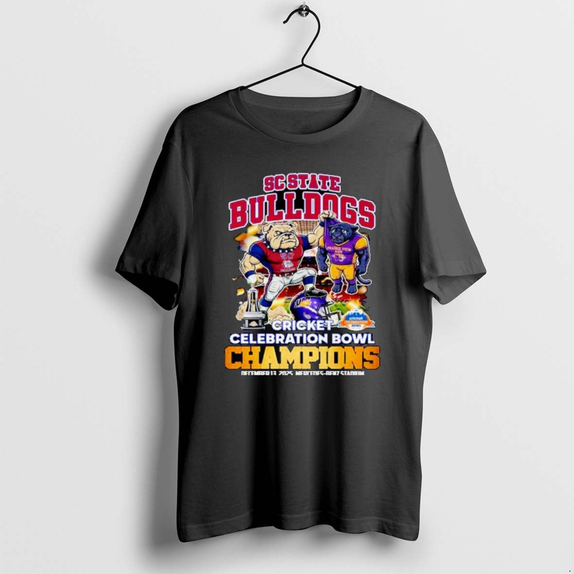 Official South Carolina State Bulldogs Cricket Celebration Bowl Champions 2025 Mascot - T-Shirt, Sweatshirt, Hoodie