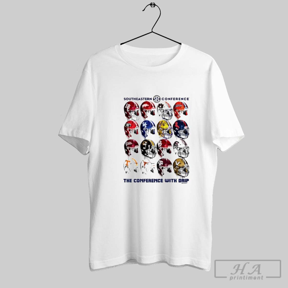 Official Southeastern Conference Drippy Helmets 16 Team Character Unisex T-shirt, Sweatshirt, Hoodie, Long Sleeve Tee - T-Shirt, Sweatshirt, Hoodie