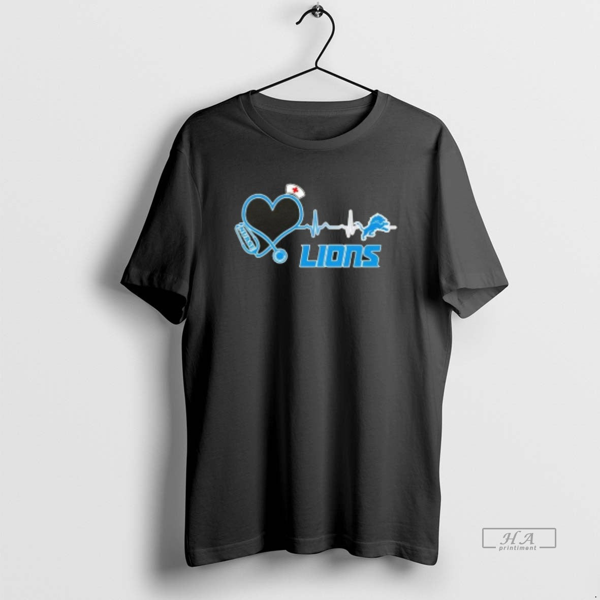 Official Stethoscope Nurse Heartbeat Detroit Lions Football Logo Unisex T-shirt, Sweatshirt, Hoodie, Long Sleeve Tee - T-Shirt, Sweatshirt, Hoodie
