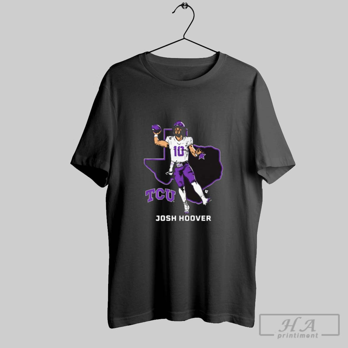 Official Tcu Horned Frogs Football Ncaa Josh Hoover State Star Painting Unisex T-shirt, Sweatshirt, Hoodie, Long Sleeve Tee - T-Shirt, Sweatshirt, Hoodie