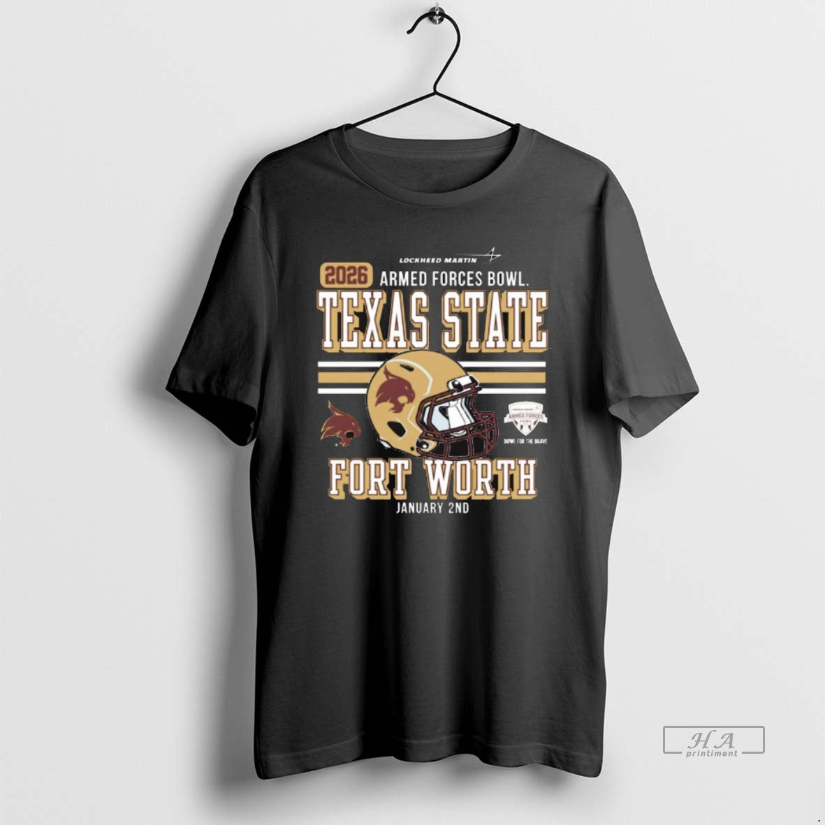 Official Texas State Fort Worth University Football Armed Forces Bowl Bound Jan 2 2026 Helmet - T-Shirt, Sweatshirt, Hoodie