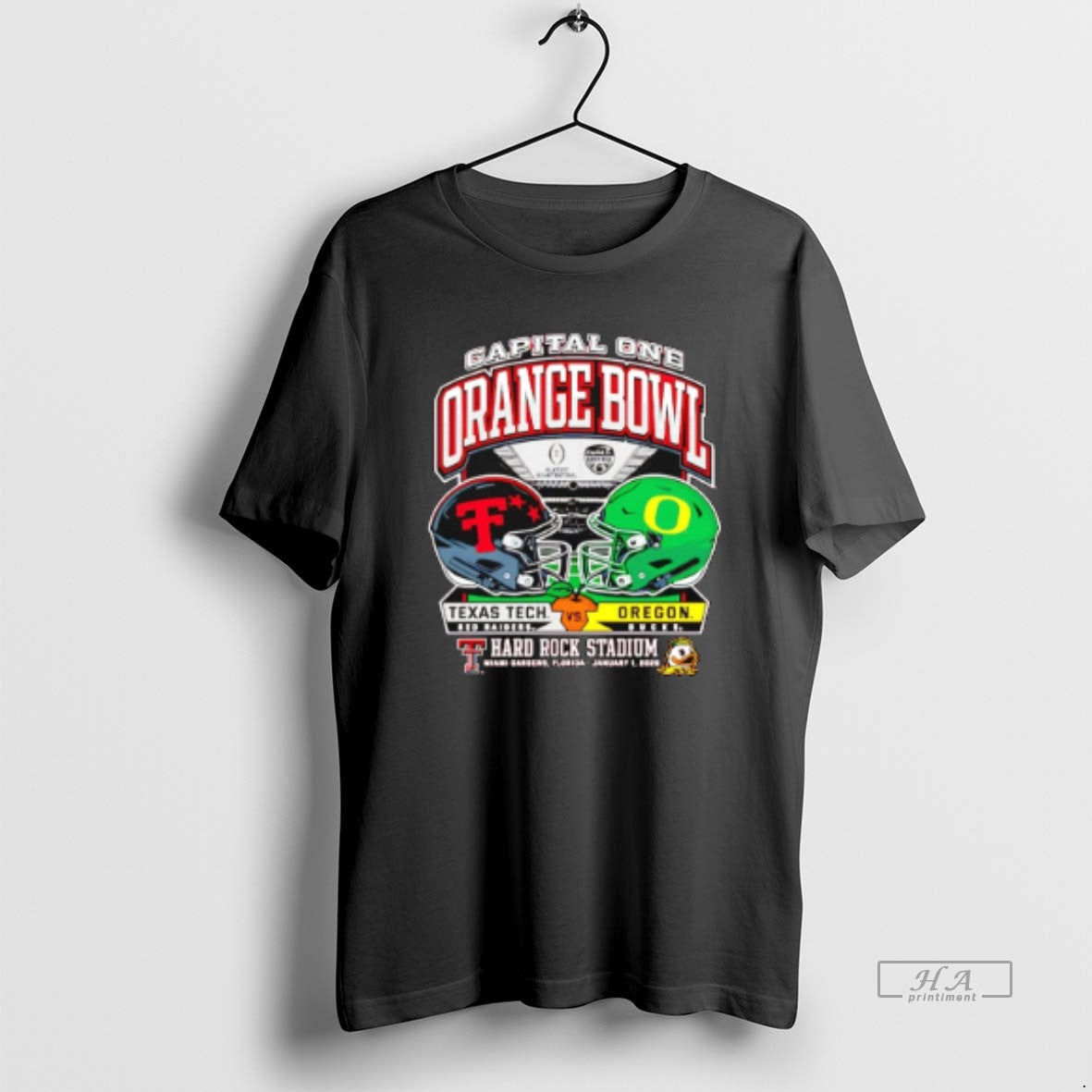 Official Texas Tech Vs Oregon 2025 Orange Bowl Dueling Helmets - T-Shirt, Sweatshirt, Hoodie