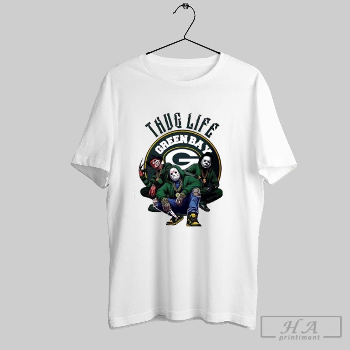 Official Thug Life Green Bay Freddy Jason Michael Myers Halloween Packers Posters White Unisex T-shirt, Sweatshirt, Hoodie, Long Sleeve Tee - T-Shirt, Sweatshirt, Hoodie