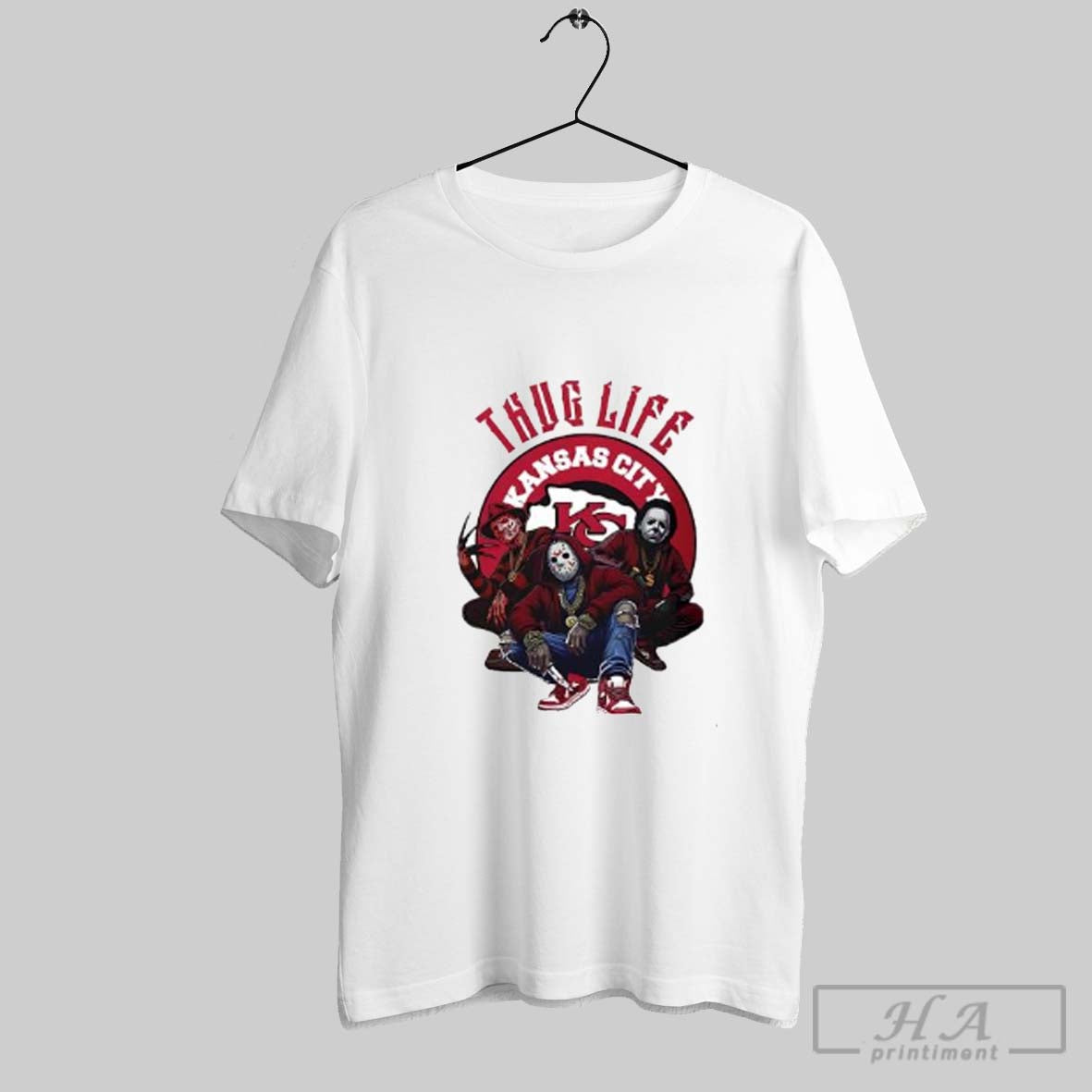 Official Thug Life Kansas City Freddy Jason Michael Myers Horror Football Posters White Unisex T-shirt, Sweatshirt, Hoodie, Long Sleeve Tee - T-Shirt, Sweatshirt, Hoodie