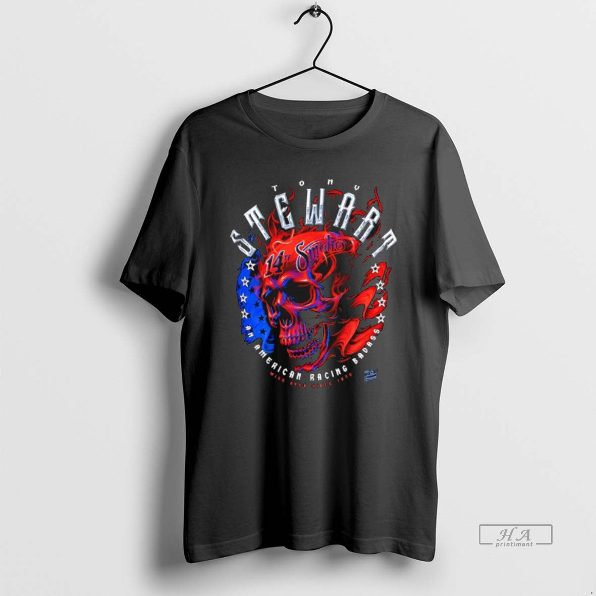 Official Tony Stewart Americana 14th Smoke Skull Graphic - T-Shirt, Sweatshirt, Hoodie