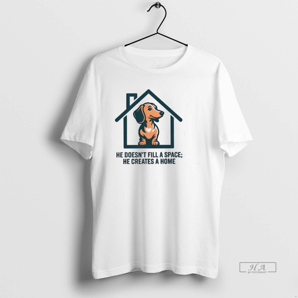 Official Trendy Dachshund He Doesnt Fill A Space He Creates A Home Unisex T-shirt, Sweatshirt, Hoodie, Long Sleeve Tee - T-Shirt, Sweatshirt, Hoodie