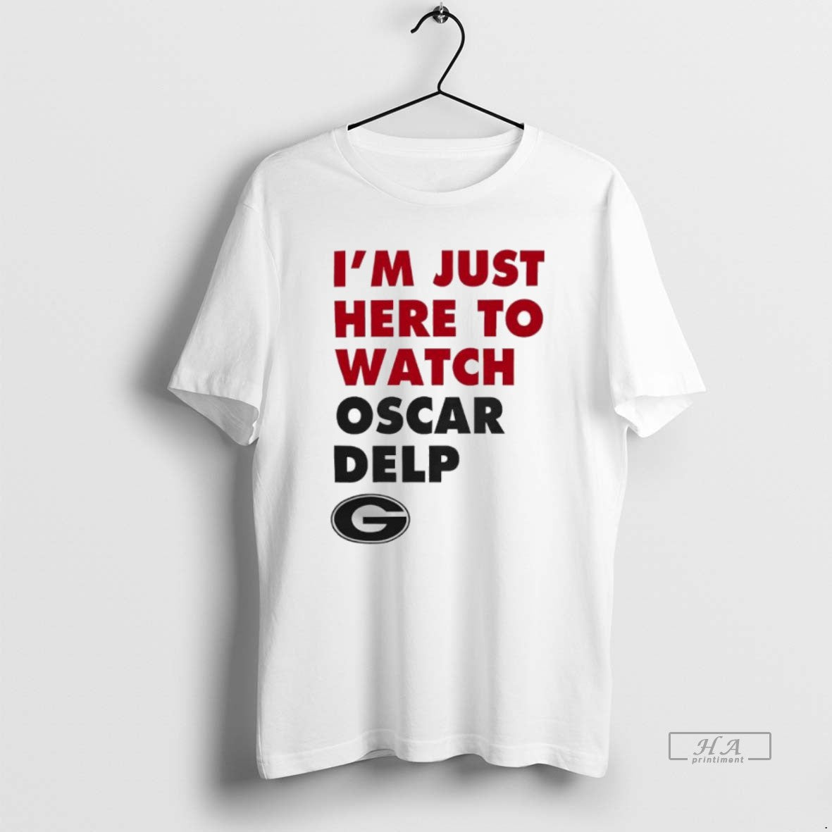 Official Trendy Georgia Bulldogs Im Just Here To Watch Oscar Delp Unisex T-shirt, Sweatshirt, Hoodie, Long Sleeve Tee - T-Shirt, Sweatshirt, Hoodie