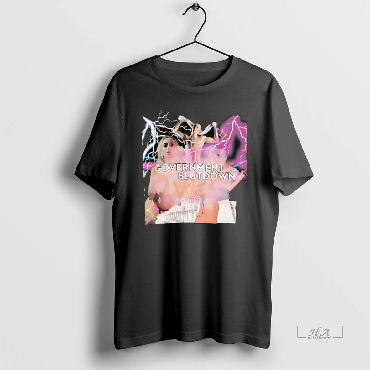 Official Trendy Government Slutdown Picture Collage Lightning Unisex T-shirt, Sweatshirt, Hoodie, Long Sleeve Tee - T-Shirt, Sweatshirt, Hoodie