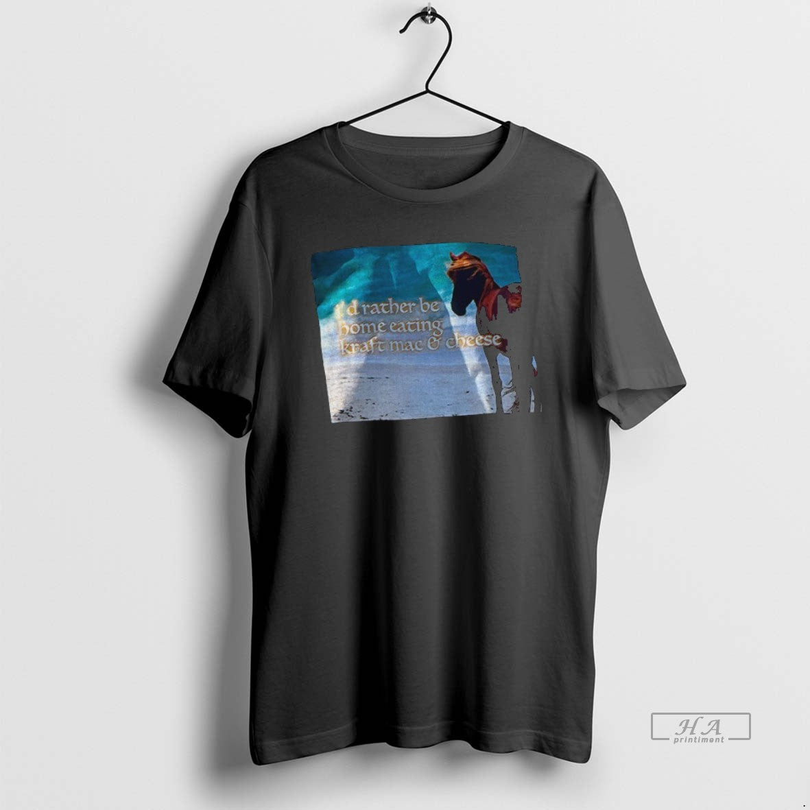 Official Trendy Horse Id Rather Be Home Eating Kraft Mac And Cheese Unisex T-shirt, Sweatshirt, Hoodie, Long Sleeve Tee - T-Shirt, Sweatshirt, Hoodie