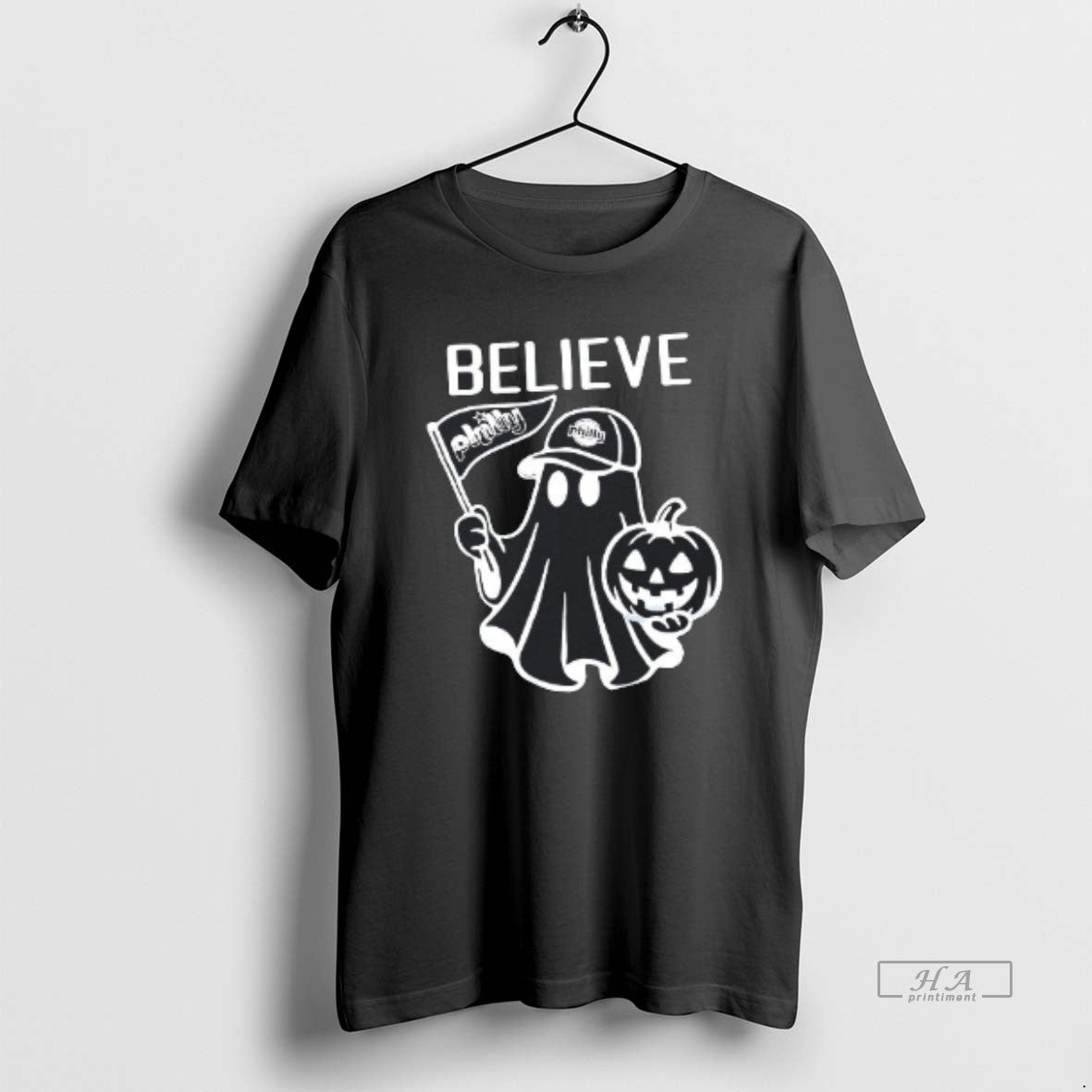Official Trendy Philadelphia Phillies Red October Halloween Believe Ghost Unisex T-shirt, Sweatshirt, Hoodie, Long Sleeve Tee - T-Shirt, Sweatshirt, Hoodie