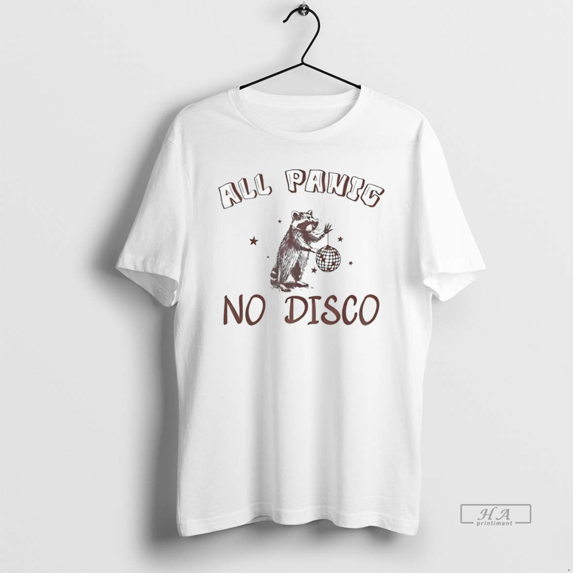 Official Trendy Raccoon All Panic No Disco Unisex T-shirt, Sweatshirt, Hoodie, Long Sleeve Tee - T-Shirt, Sweatshirt, Hoodie