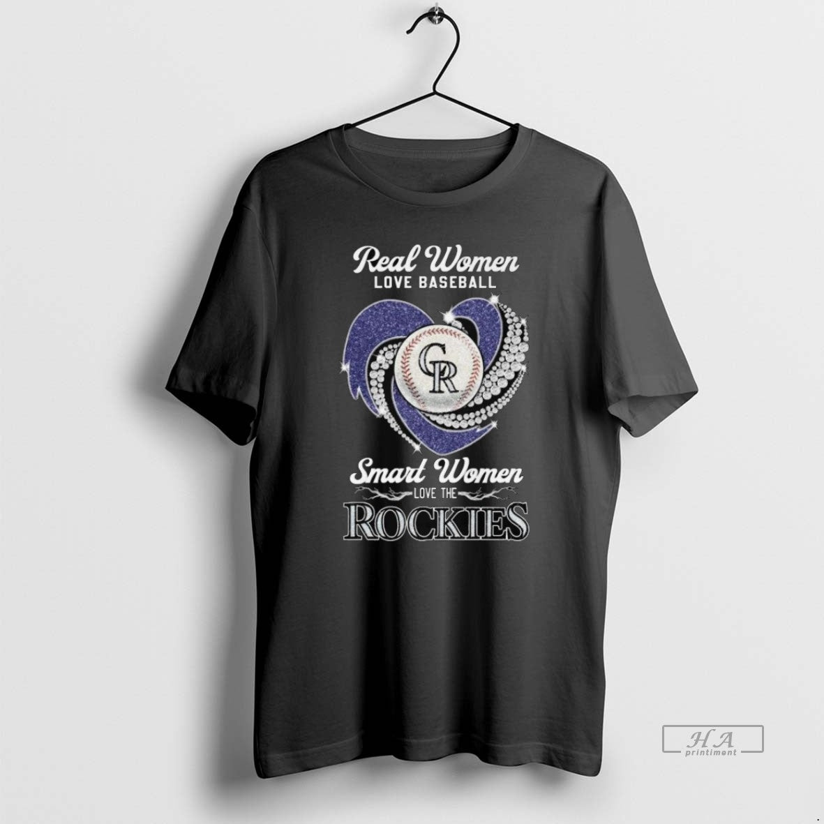 Official Trendy Real Women Love Baseball Smart Women Love The Colorado Rockies Diamond Heart 2025 - T-Shirt, Sweatshirt, Hoodie