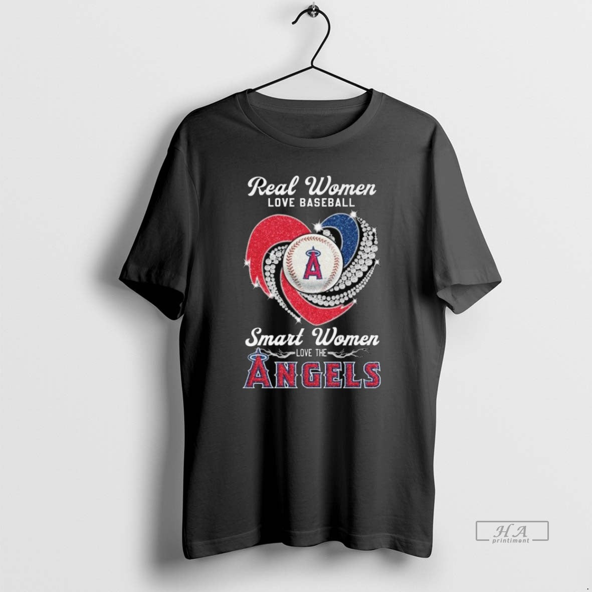 Official Trendy Real Women Love Baseball Smart Women Love The Los Angeles Angels Diamond Heart - T-Shirt, Sweatshirt, Hoodie