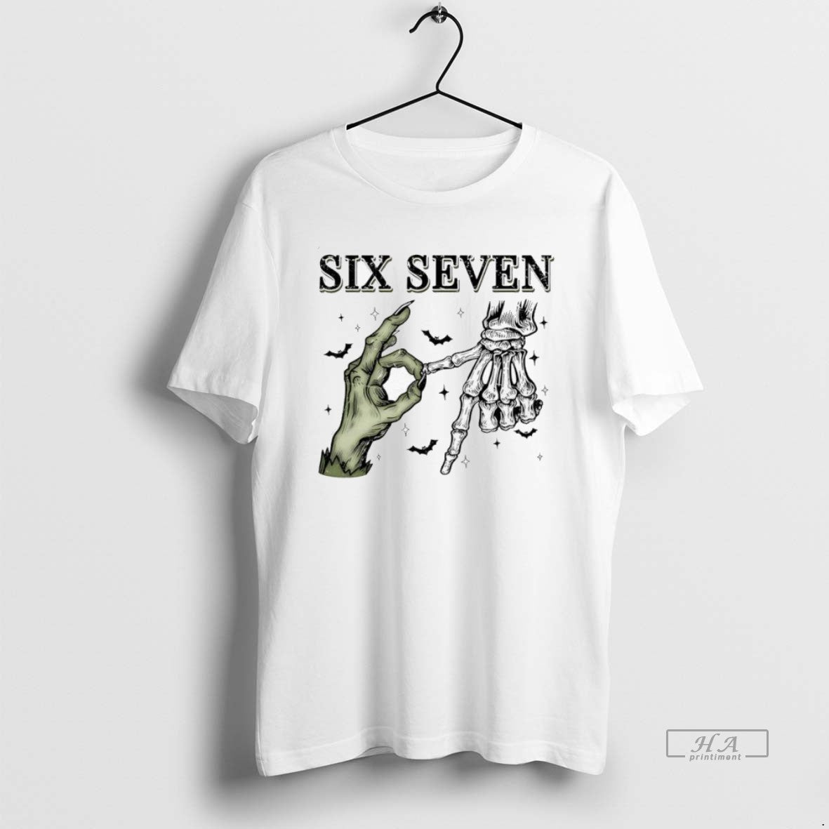 Official Trendy Six Seven 6 7 Skeleton Hands Halloween Unisex T-shirt, Sweatshirt, Hoodie, Long Sleeve Tee - T-Shirt, Sweatshirt, Hoodie