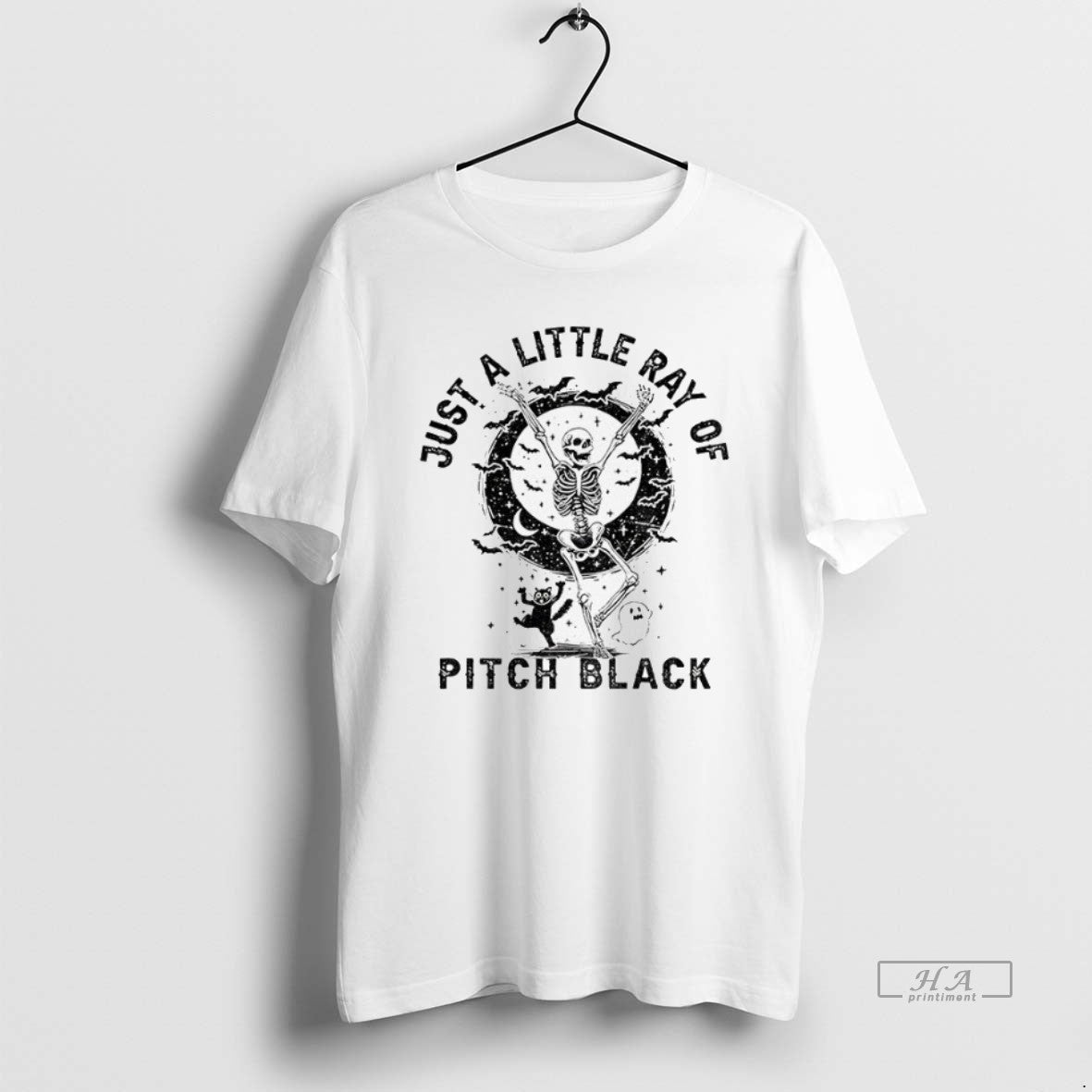 Official Trendy Skeleton Just A Little Ray Of Pitch Black Halloween Unisex T-shirt, Sweatshirt, Hoodie, Long Sleeve Tee - T-Shirt, Sweatshirt, Hoodie