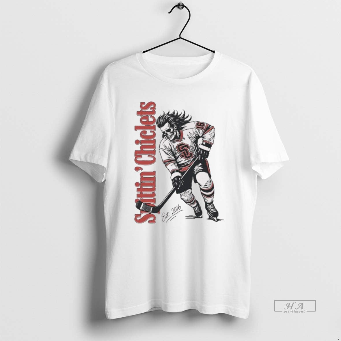 Official Trendy Spittin Chiclets Skullet Vertical Ice Hockey Est Unisex T-shirt, Sweatshirt, Hoodie, Long Sleeve Tee - T-Shirt, Sweatshirt, Hoodie