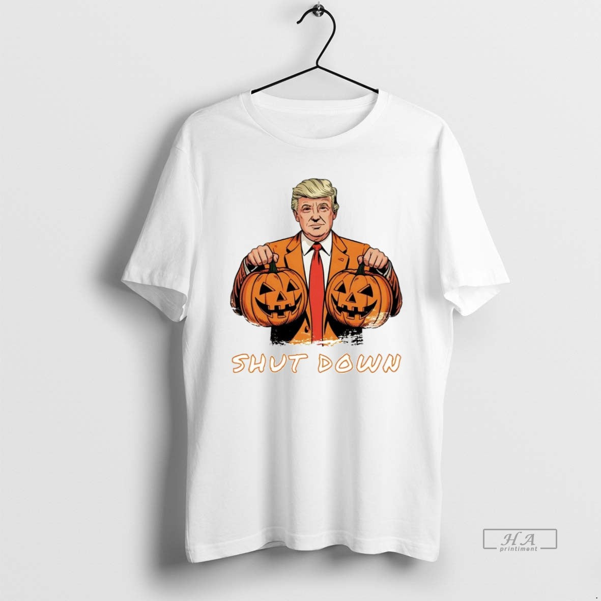 Official Trendy Trump Pumpkin Government Shutdown Halloween Unisex T-shirt, Sweatshirt, Hoodie, Long Sleeve Tee - T-Shirt, Sweatshirt, Hoodie